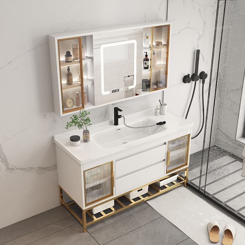 Home Bathroom Sink - Badkamermeubelkasten met wastafelorganizer Eenvoudige moderne keramische