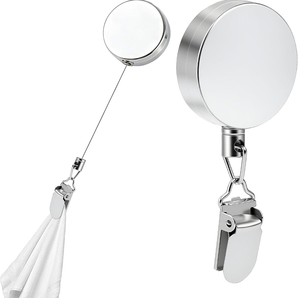 Towel Bar Stainless - Intrekbare handdoekcliphouder, boorvrij, zelfklevende zinkhaak, stalen