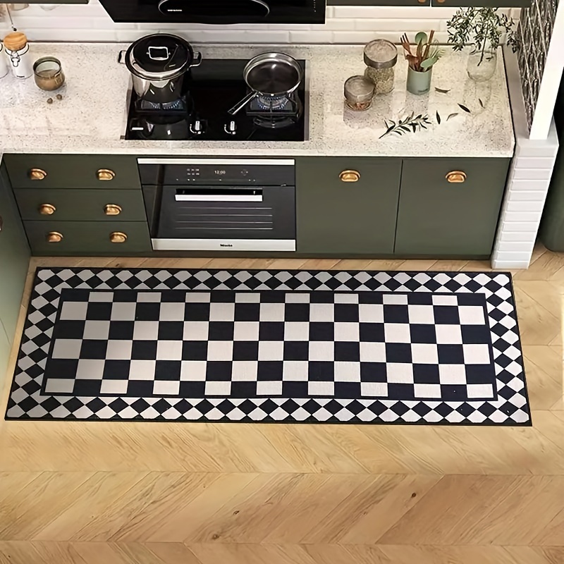 Home Bathroom Rugs - VIKAMA Zwart Wit Geruit Abstract Kunst