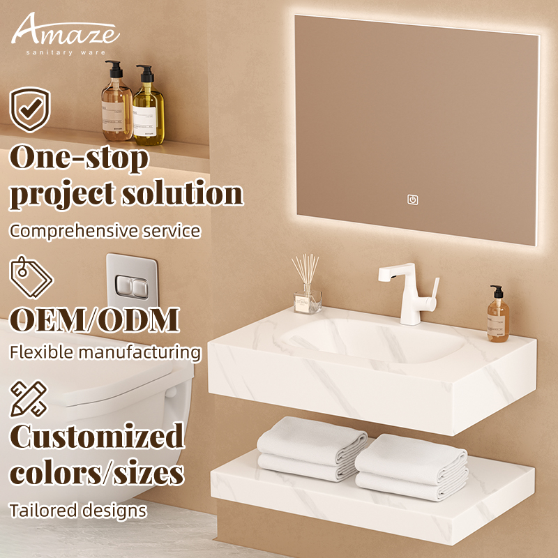 Home Bathroom Cabinets - Badkamerkast Nieuw Design Zwevend Dubbelwandig Marmeren