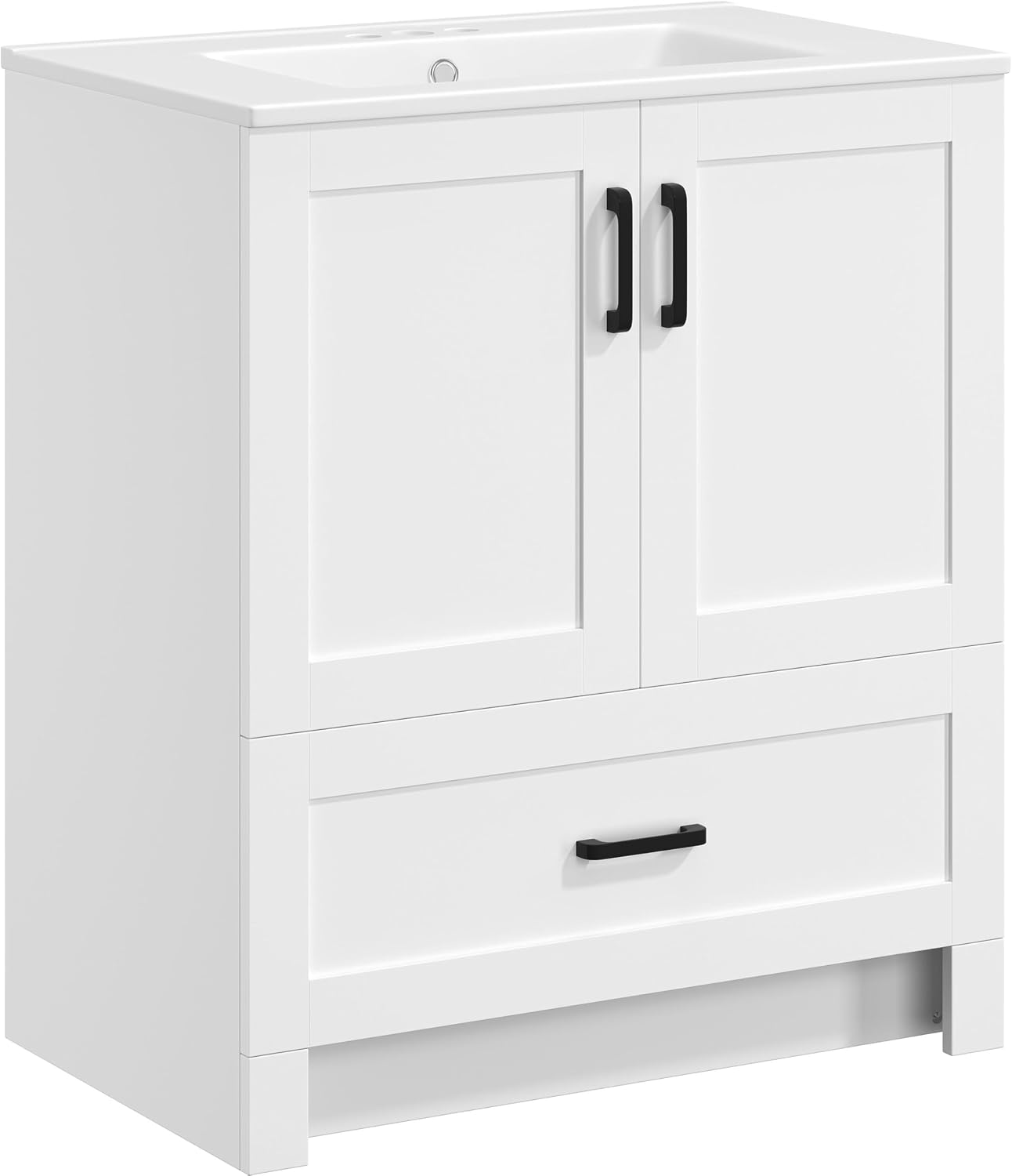 Home Bathroom Cabinets - 30 inch badkamermeubel met keramische wastafel,