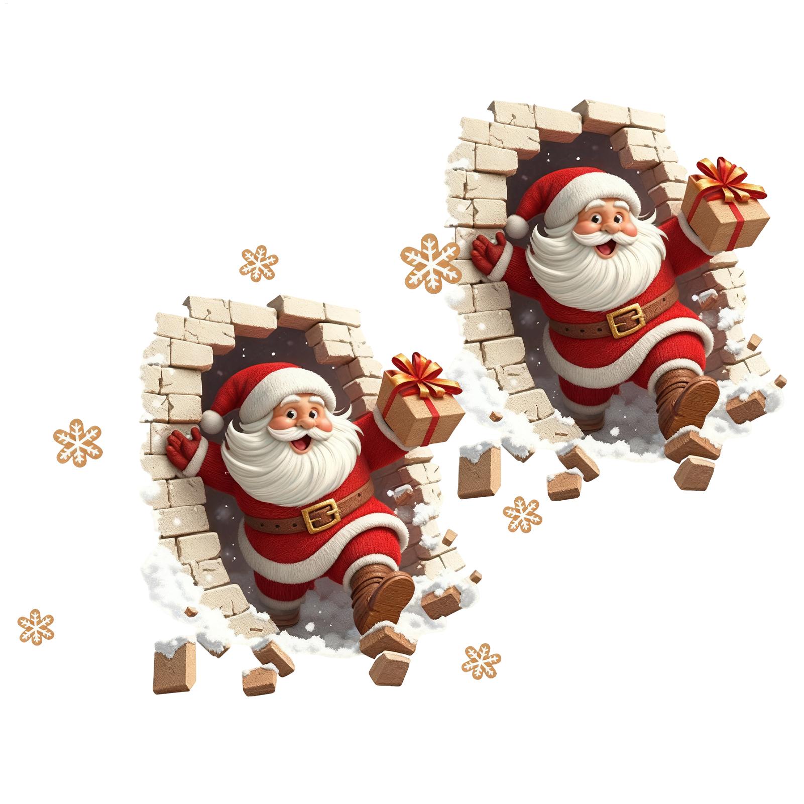 Home Bathroom Break - Muurstickers Kerstman Breaking Brick Muurstickers Zelfklevende