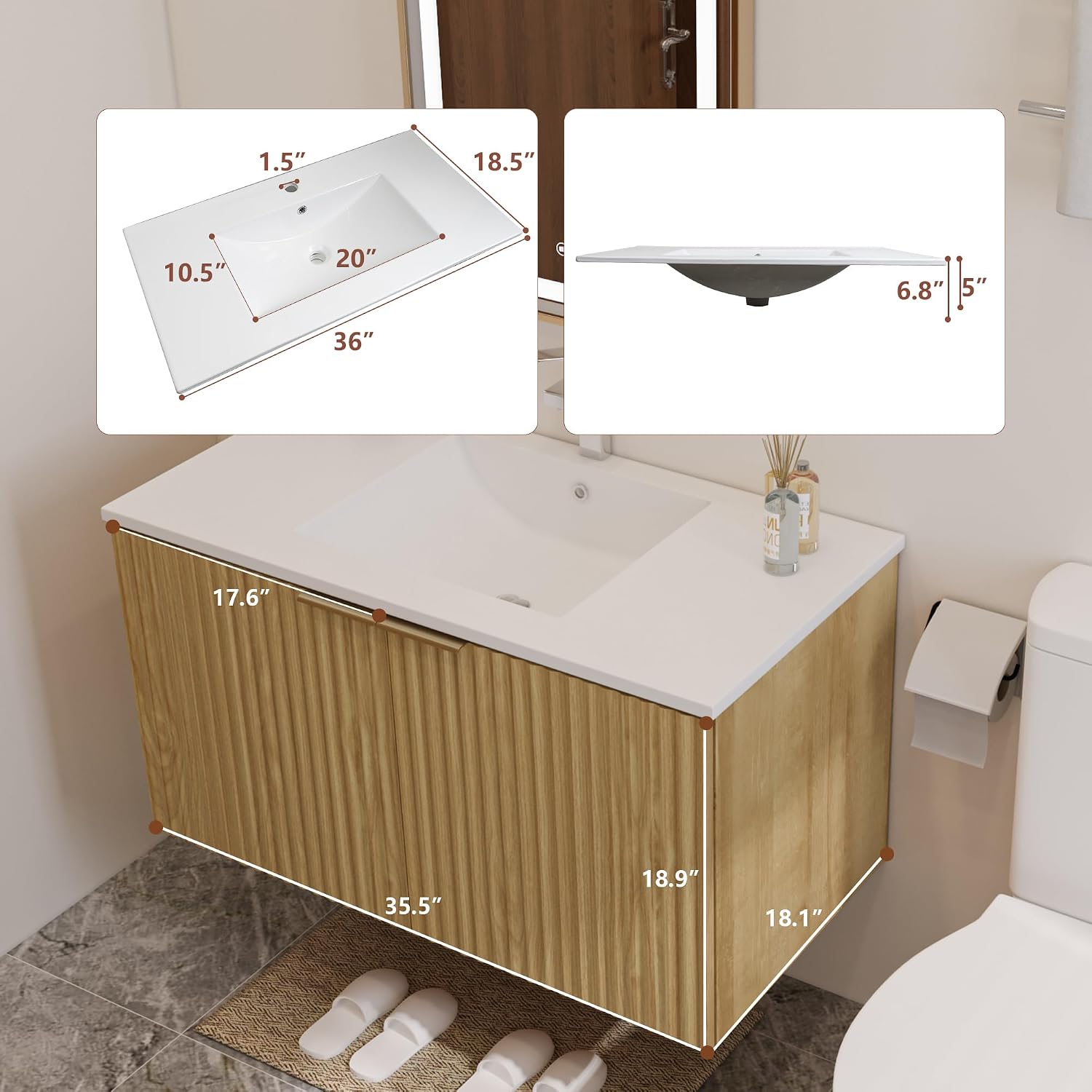Moderne zwevende badkamermeube - Home Bathroom Cabinets recensie en prijs
