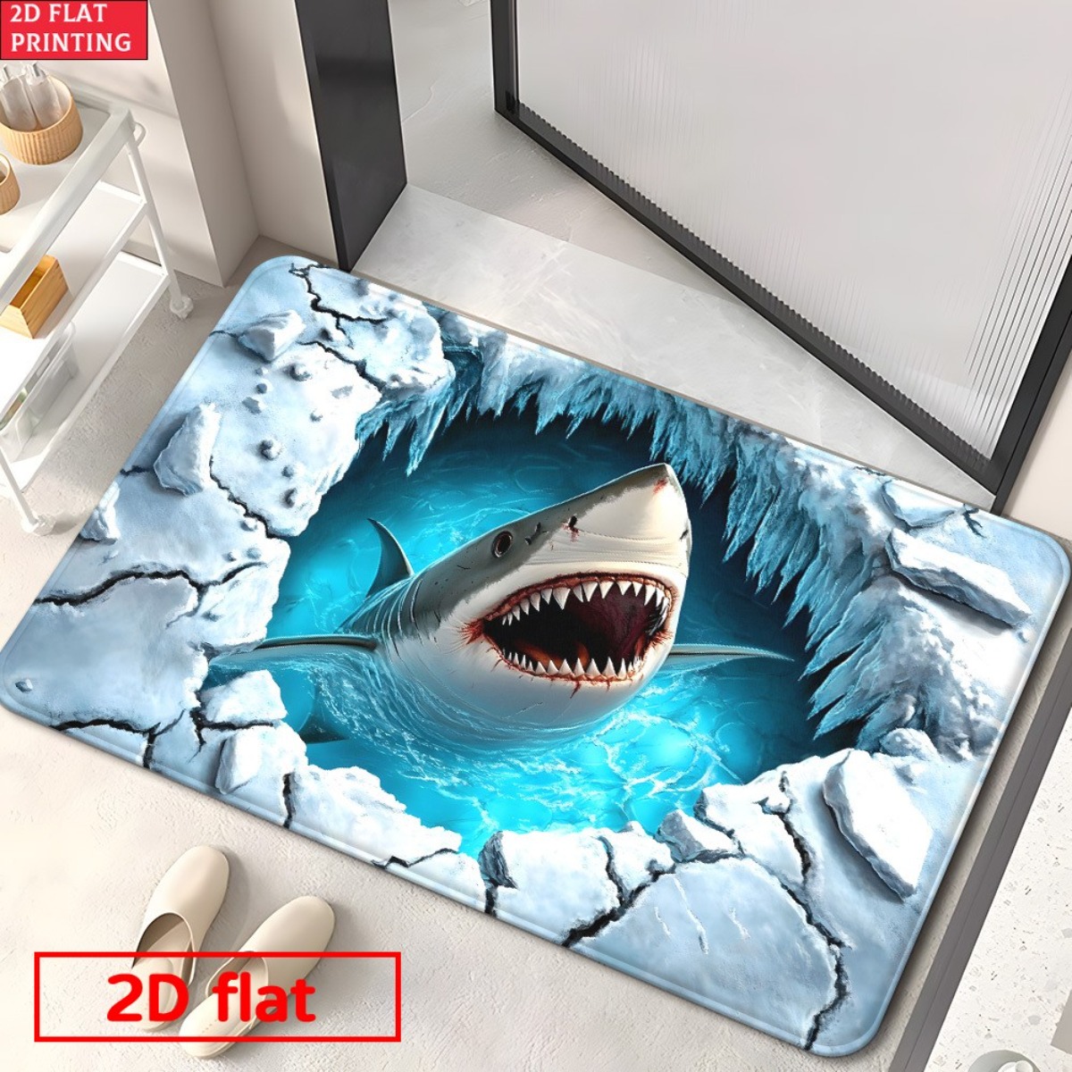 3D Shark Breaking Ice Flanelle - Home Bathroom Break recensie en prijs