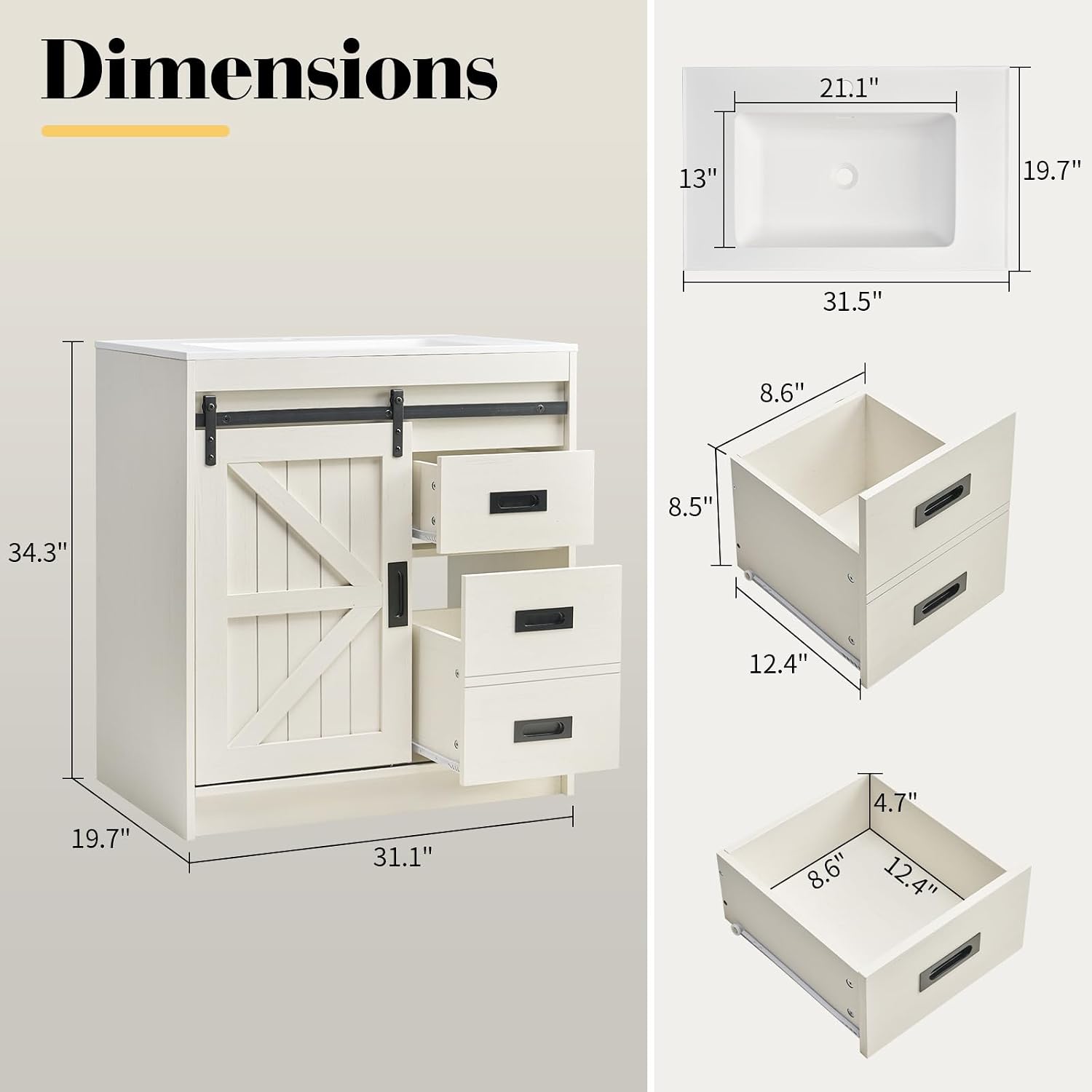 Grote boerderij-stijl badkamer - Home Bathroom Cabinets recensie en prijs