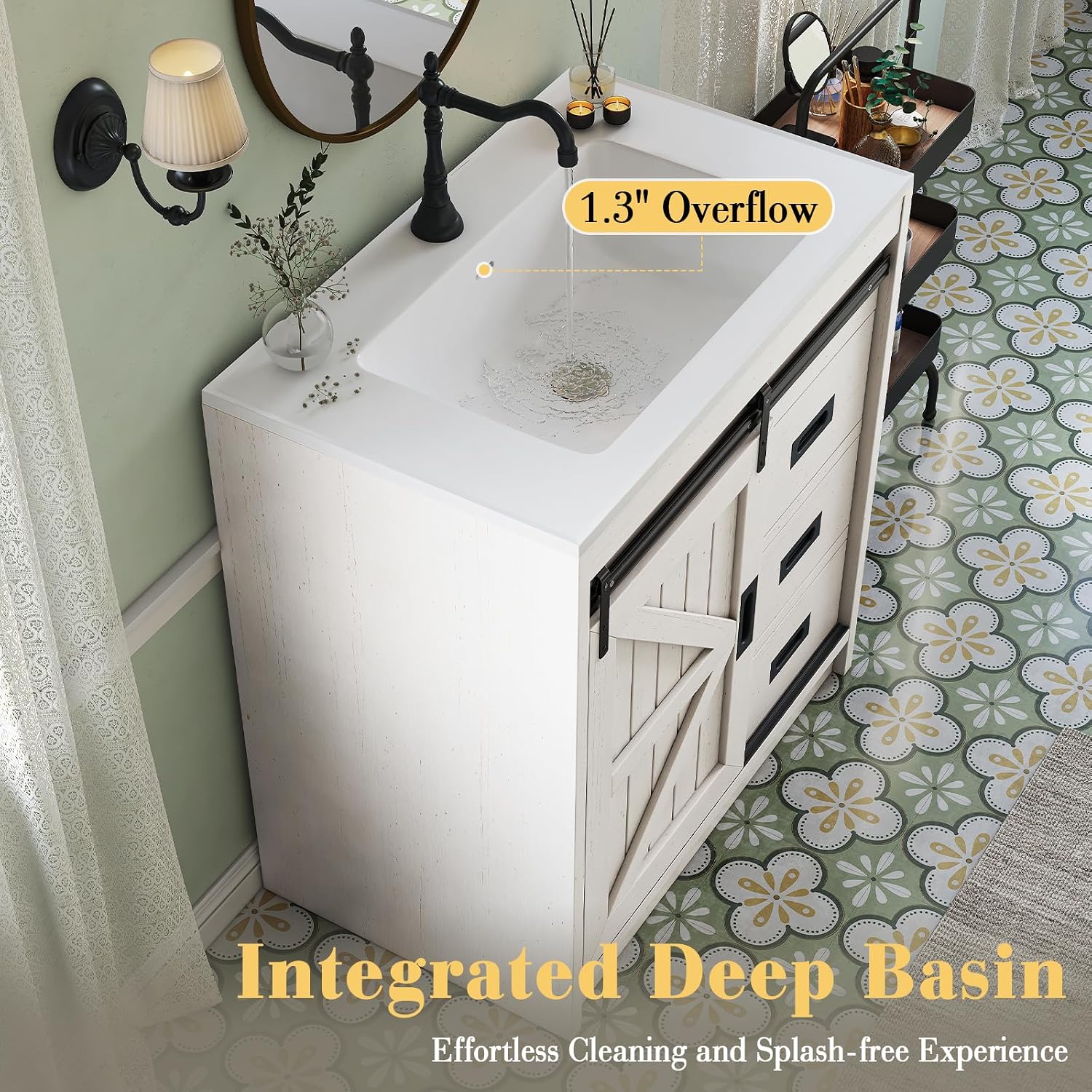 Grote boerderij-stijl badkamer - Home Bathroom Cabinets recensie en prijs